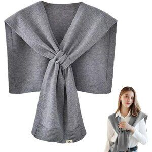 Khaki Knit Shawl Wrap Sweater Lightweight Poncho Cardigan for Women Travel